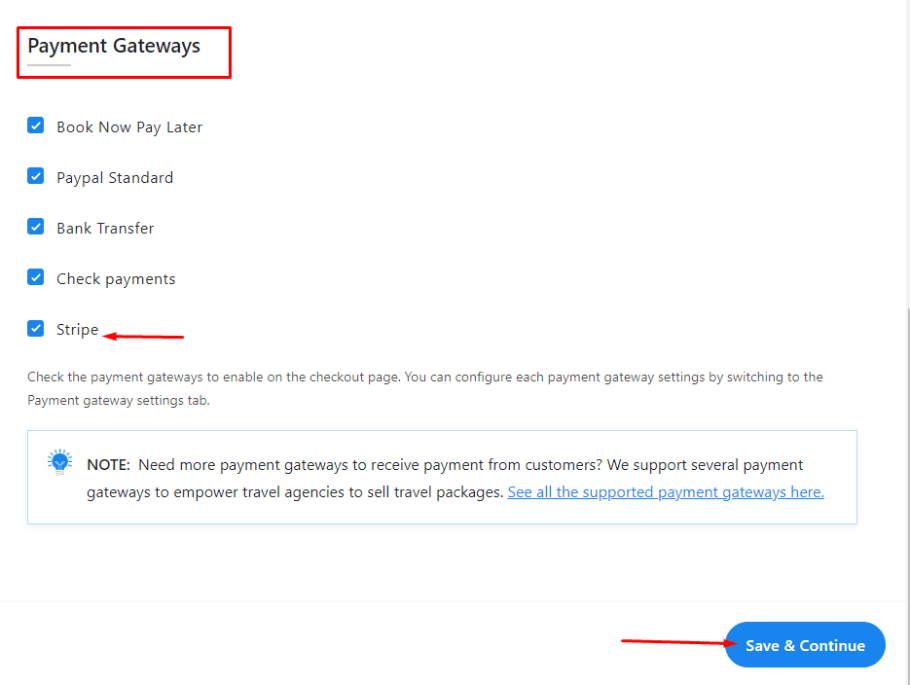 enable stripe payment gateway