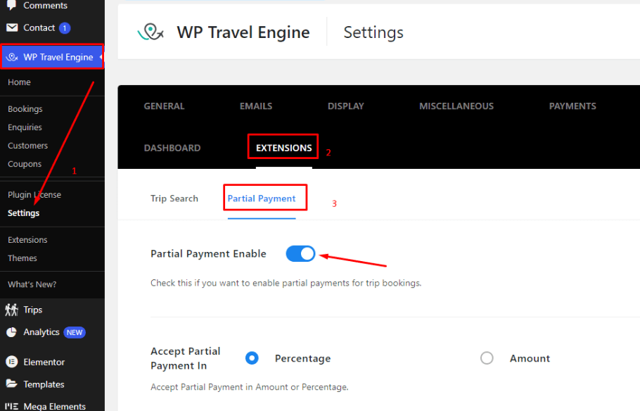 Enable Partial payment option