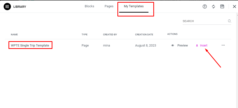 WPTE Single Trip template